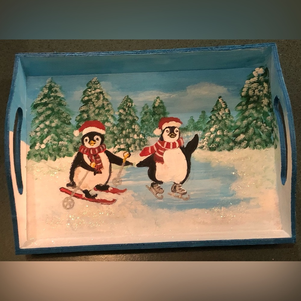 Penguin Wood Trinket Tray
